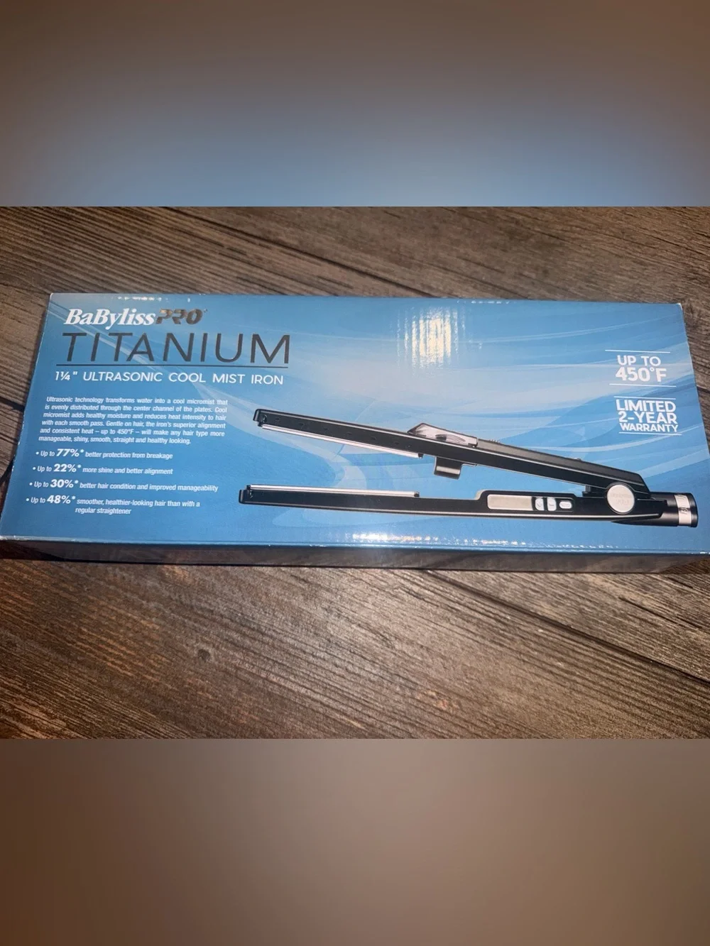 New BaBylissPro Titanium 1 1/4” Ultrasonic Cool Mist Iron Straighten | BT2191TUC